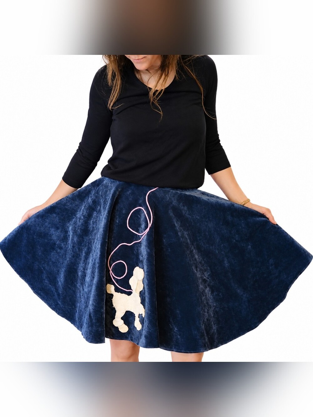 Vintage POODLE SKIRT Retro Talon 50s Circle Skirt Blue Velvet 0/00 High Waist